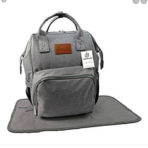 Grey Baby Backpack with Changing Mat - Stylish and Functional Easy care.
